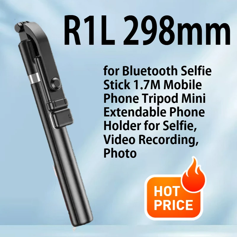 

R1L/R1LS Bluetooth Selfie Stick 1.7M Mobile Phone Tripod Mini Extendable Phone Holder for Selfie, Video Recording, Photo