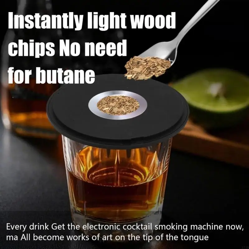 

Flameless Electric Smoker For Whiskey Cocktail Rechargeable Infuser with Lighting For Alcoholic Beverage Gift For Men 37JD
