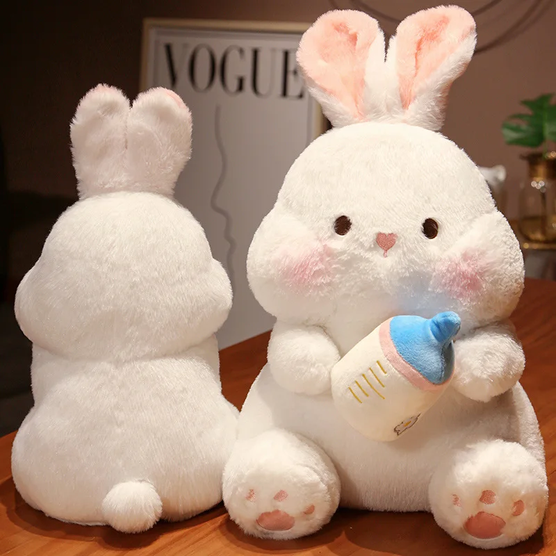 Cute Feeding Milk Bottle Rabbit Plush Toydoll Kids Throw Pillow Girl Birthday Gift  Princess Ragdoll