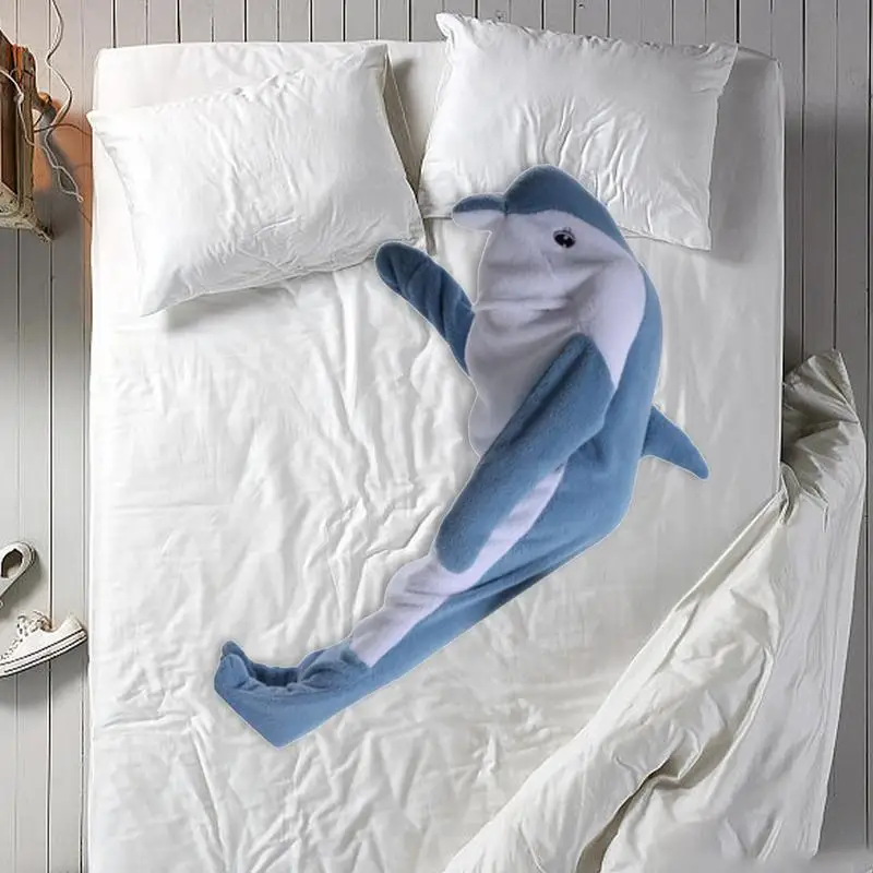 Adult Sleeping Bag Flannel Shark Throw Blanket Animal Onesie Super Soft Cozy Oversized Hooded Animal Tail Hoodie for Warming