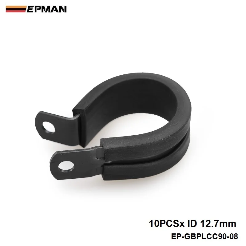 10PCS x ID 12.7mm (Color:Blue,Black)  Aluminium Rubber Lined Cushioned P Clamp Clip EP-GBPLCC90-08