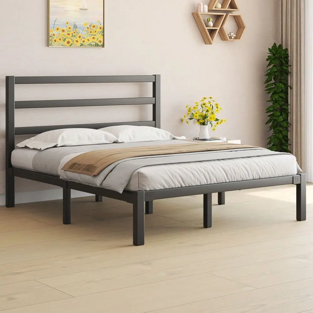 Twin Full Queen King Size Metal Platform Bed Frame With Metal Slats, Classic Style Headboard And Footboard Under Bed Storage Ma