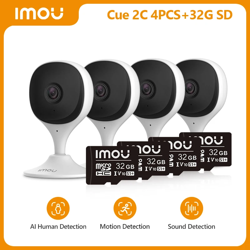 4PCS IMOU Cue 2C Wifi Camera Baby Monitor Camera Human Detection Smart Night Vision Camera Indoor Surveillance