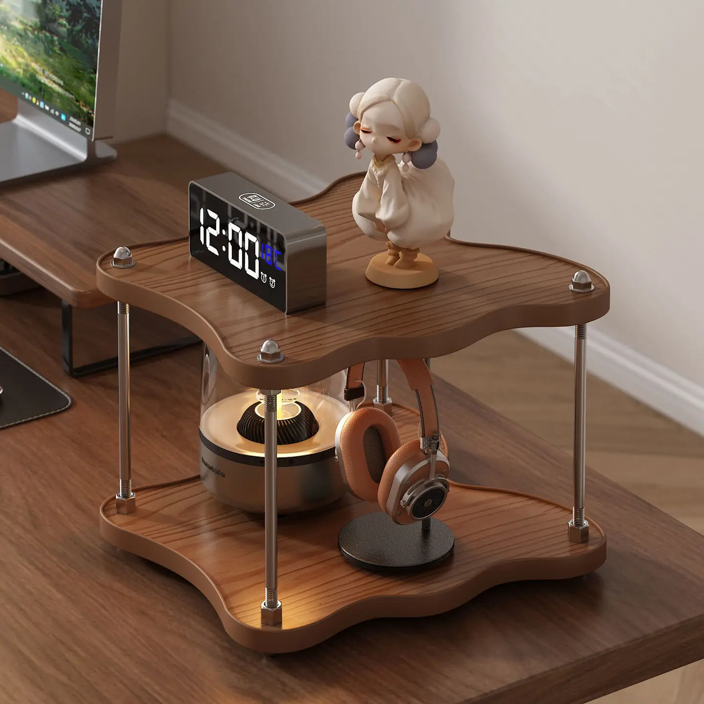 Desktop shelf, multi-layer desk, light axis storage rack, countertop, desk, desk, station, organizing, creative butterfly booksh