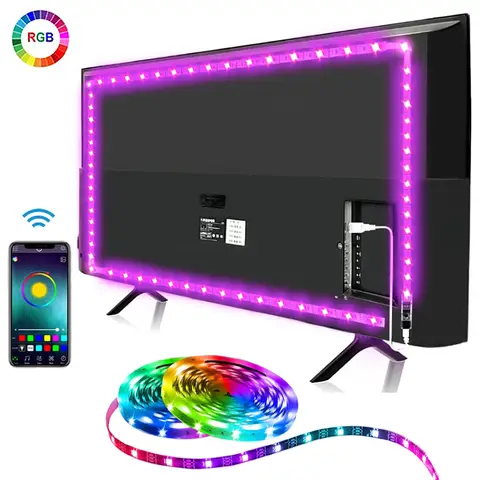 USB LED Strip Lights Bluetooth App Control LED Lights for TV RGB 5050 Flexible Ribbon Diode Tape TV Backlight Room Decoration