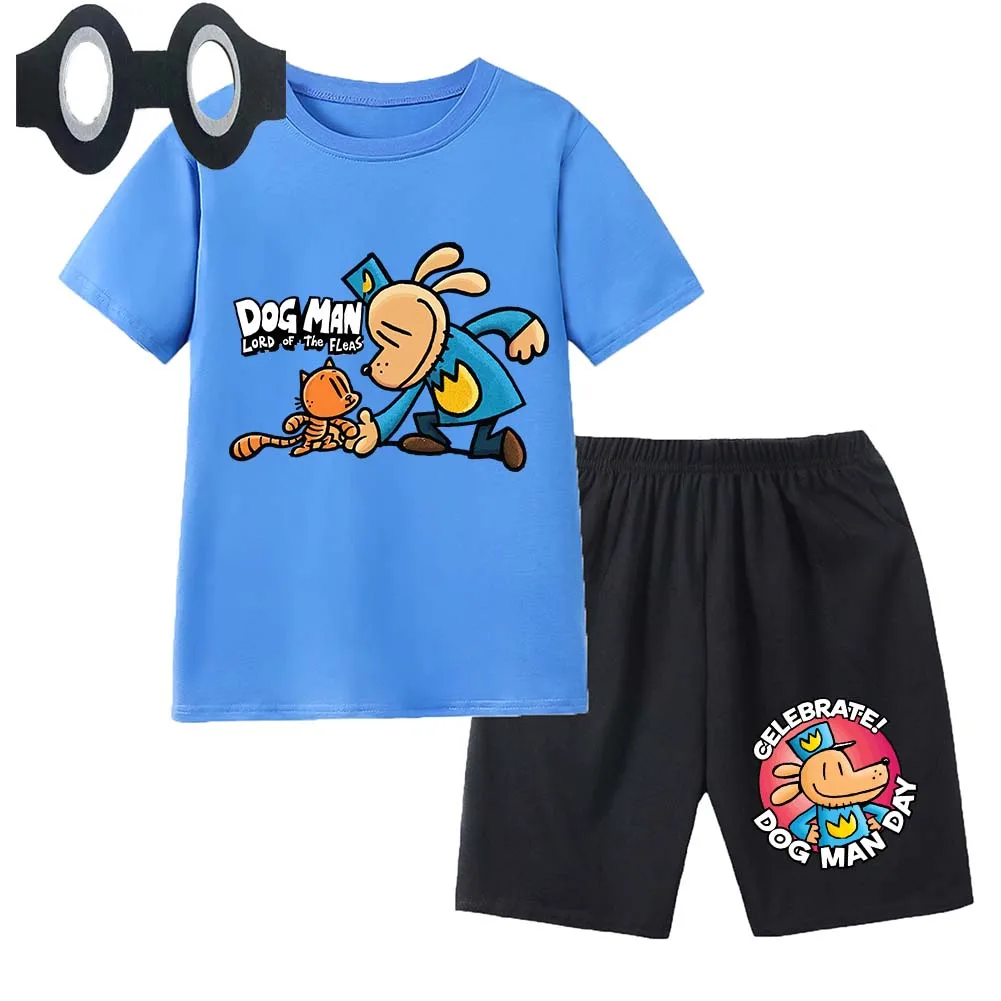 Hot Sale Cartoon Kids TShirt Shorts Mask 3PCS Captain Underpants DogMan Baby Boys Girls Clothe Summer Children Cotton T-Shirt