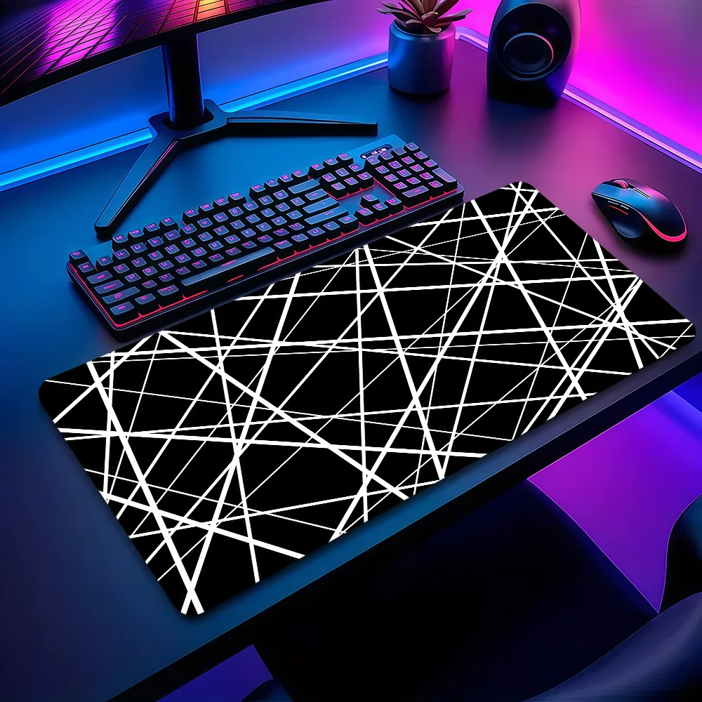 

Funny white curve black Mouse Pad Non-slip Thickened MousePad Large Writing Lockedge Office Student Gaming Cushion