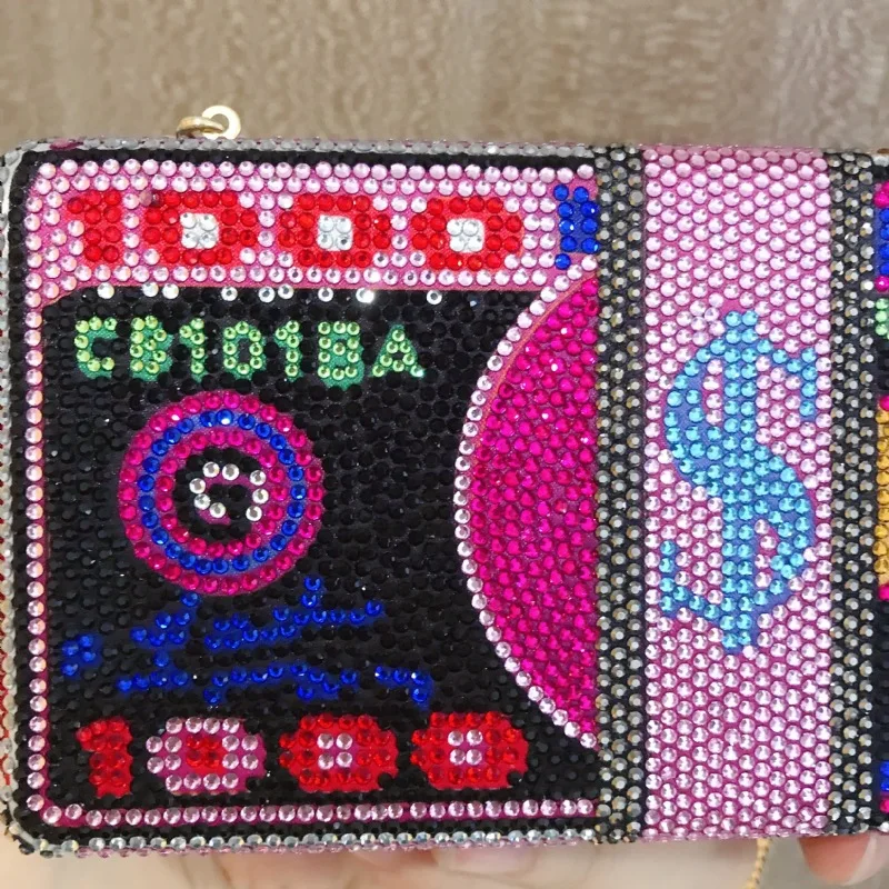 الماس الدولار الأمريكي مساء براثن حقيبة كريستال المرأة حقيبة صغيرة فاخرة حجر الراين $1000 الزفاف حقائب كتف الإناث