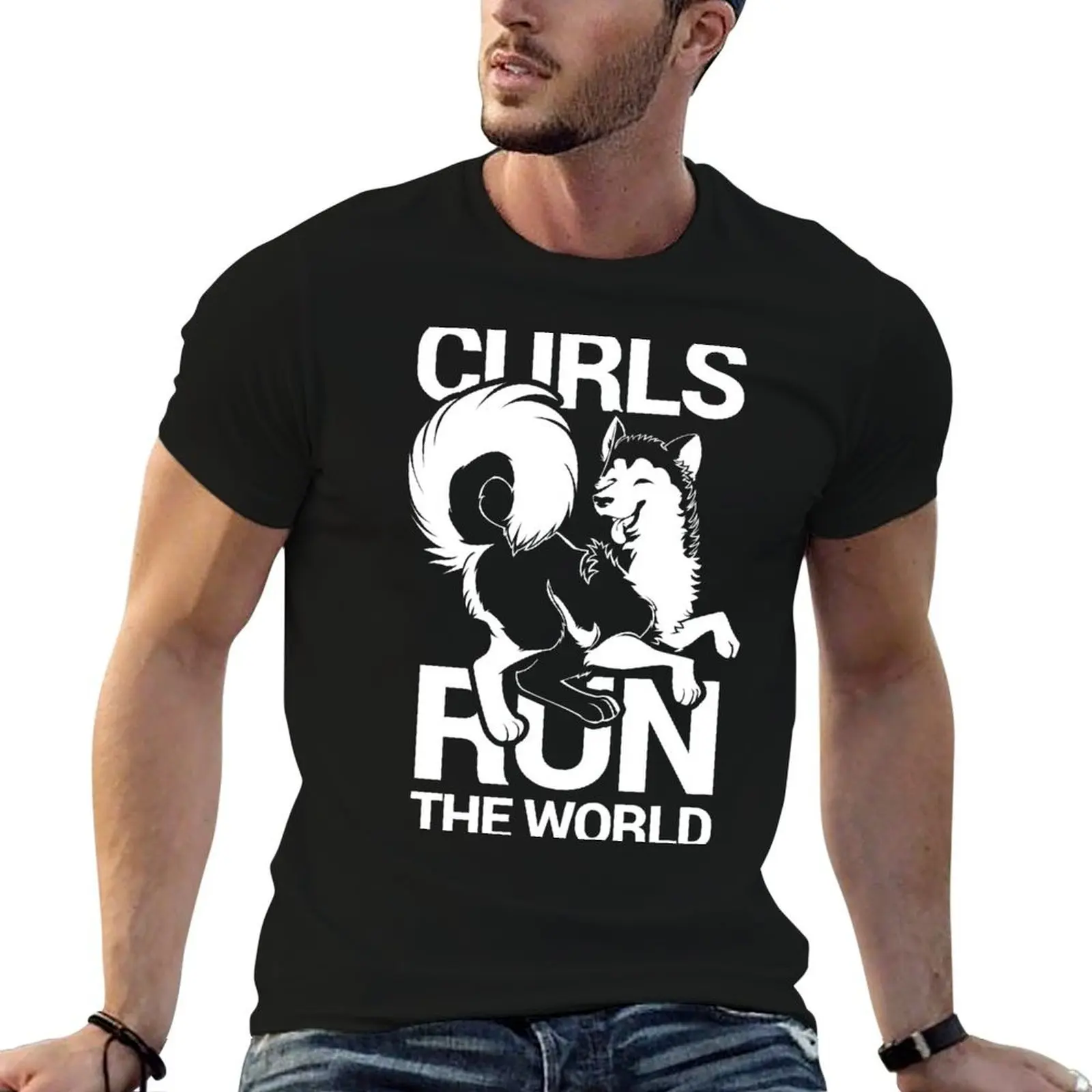 CURLS RUN THE WORLD T-Shirt t shirts for man graphic vintage t shirt man casual T-Shirt