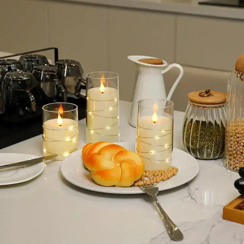 شموع عديمة اللهب وامضة لأجواء رومانسية وديكور منزلي مع شموع مدمجة تعمل بالبطارية على شكل نجمة