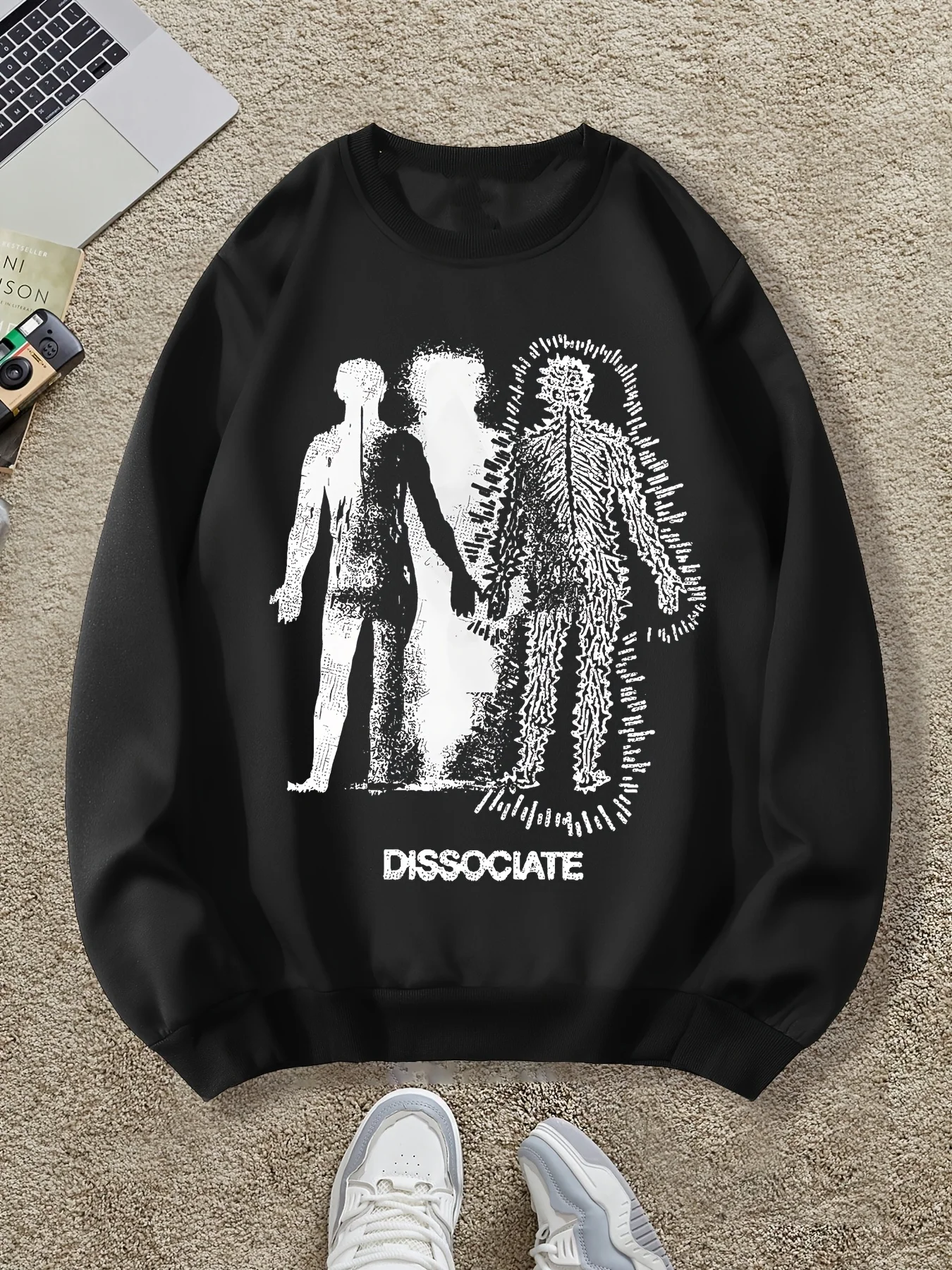 

Gothic Print Autumn and Winter Men's and Women's Long Sleeved Sportswear Sweatshirt Casual Loose Outdoor Street Sports