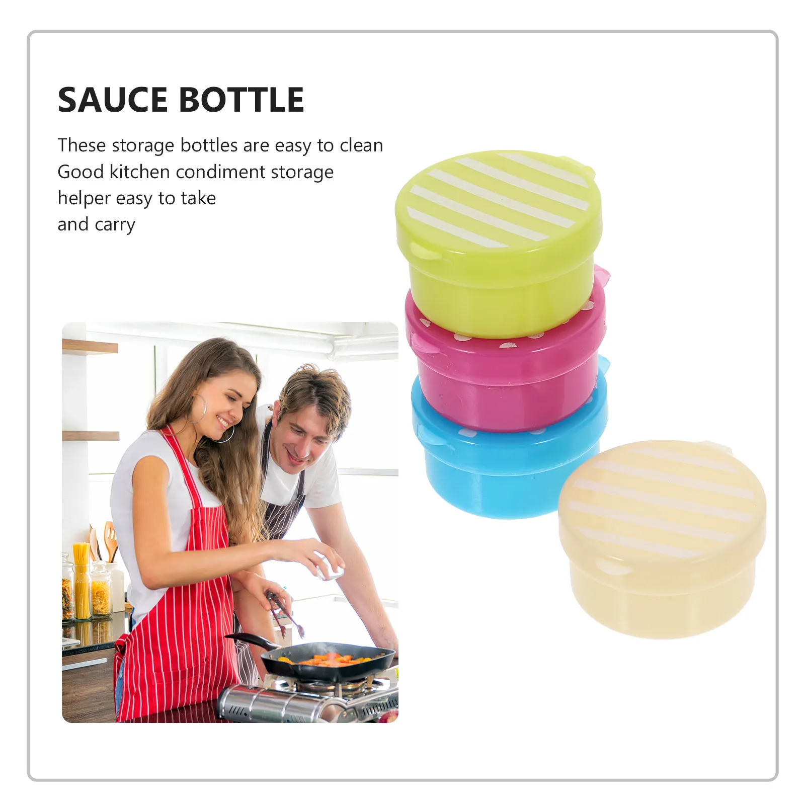 

8 Pcs Mini Tomato Salad Dressing Bottles Small Seasoning Boxes Leakproof Sauce Containers Picnic Storage Round Striped