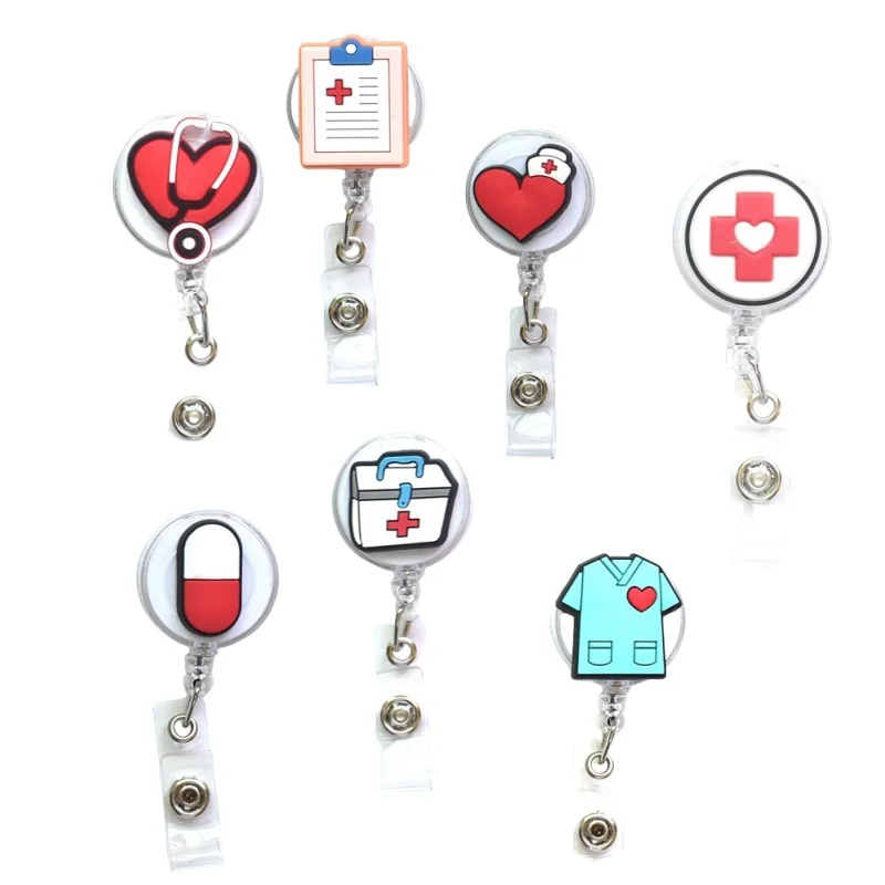 retratil pull badge holder clipe cartao de identificacao chaveiro medico enfermeira escola estudante 1pc 01