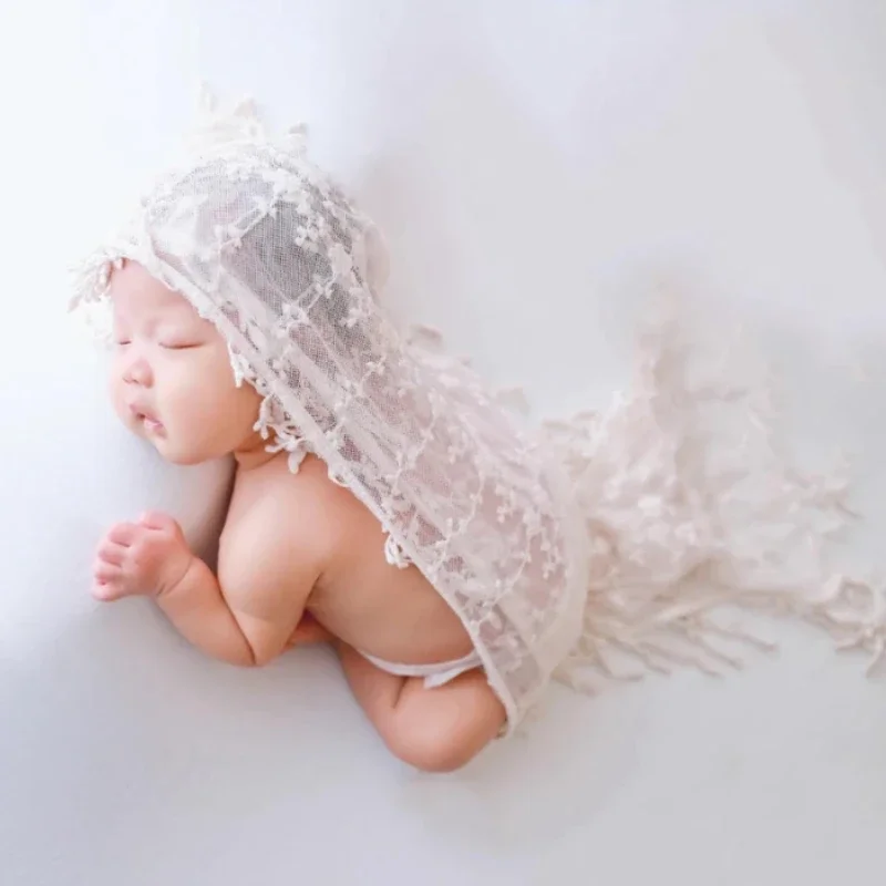 Newborn Photography Blanket Transparent Mesh Yarn Baby Wrap Cloths Embroidery Swaddling Backdrop Blanket Photoshoot Accessories