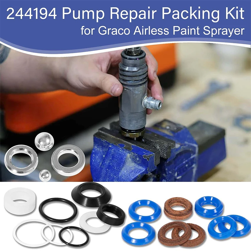 244194 Pump Repair Packing Valves Kit for Graco Airless Paint Sprayer 295 390 395 490 495 595 3400 Paint Spray Guns