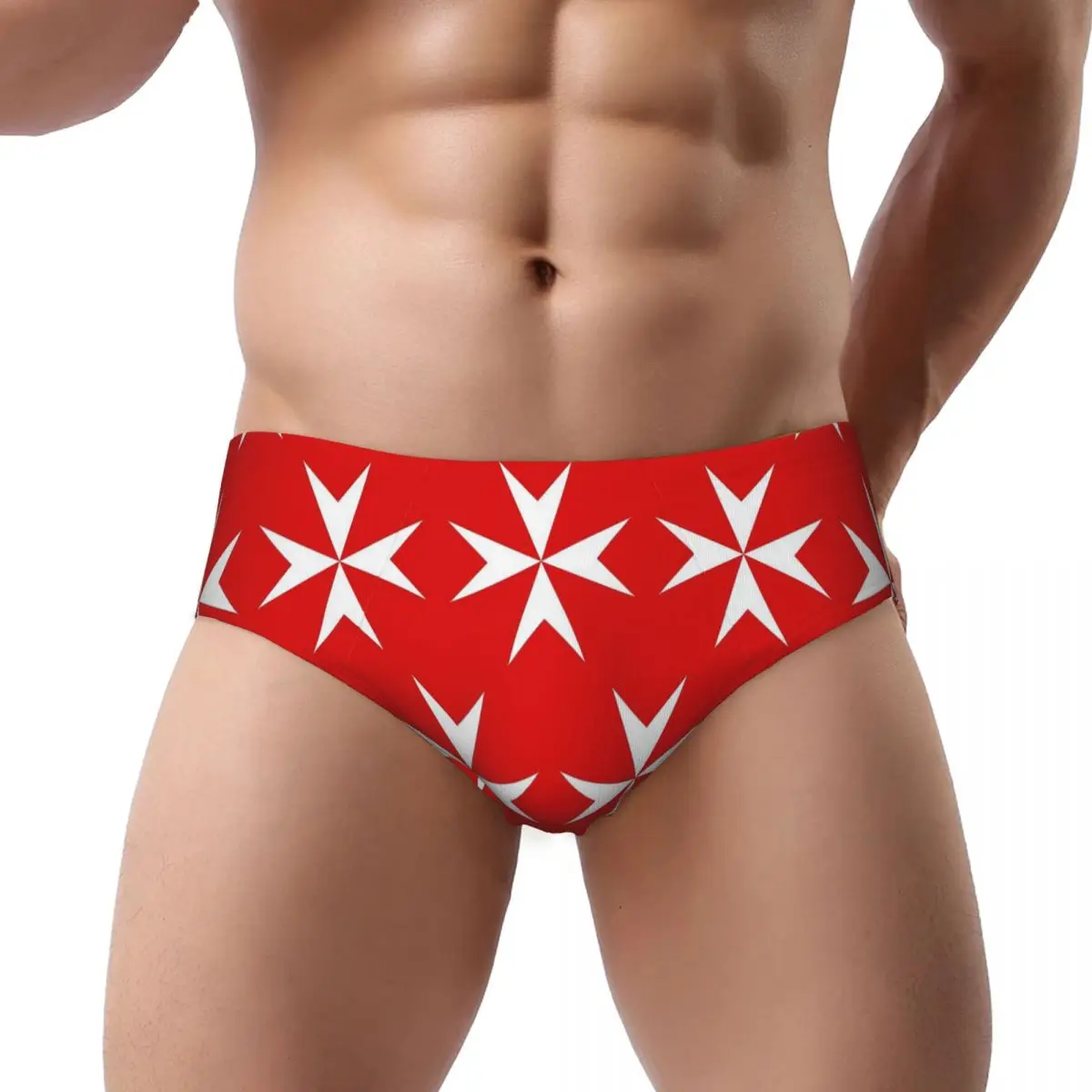 

Мужские треугольные трусы с мальтийским крестом, дышащие трусы-боксеры, короткое нижнее белье для мужчин, подарок бойфренду