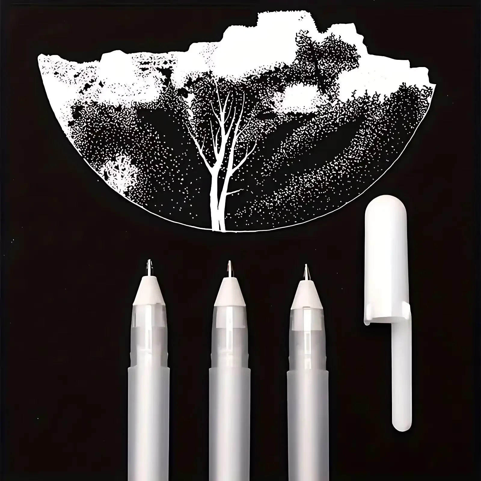 5Pcs White Marker Gel Pens Set Fine Tip For Art Drawing Comic Sketching Illustration
