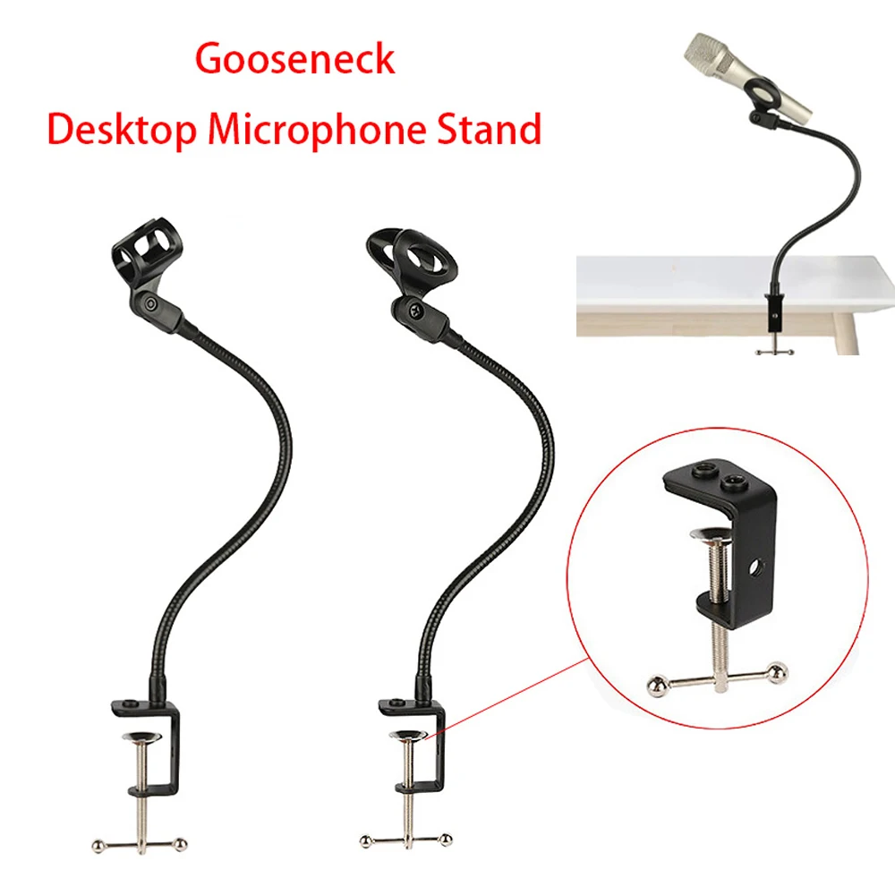 Microphone Stand,Flexible Gooseneck Microphone Stand Holder with Heavy Duty Clamp,Desktop Mic Stand Bracket