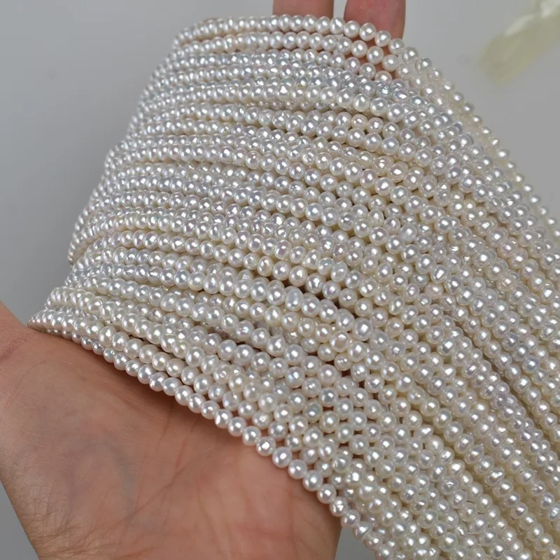 

4-5mm Natural Freshwater Pearl Egg-Round AK Pearl Necklace Semi-Finished Loose Beads DIY Jewelry Materials Accessories Jewelry