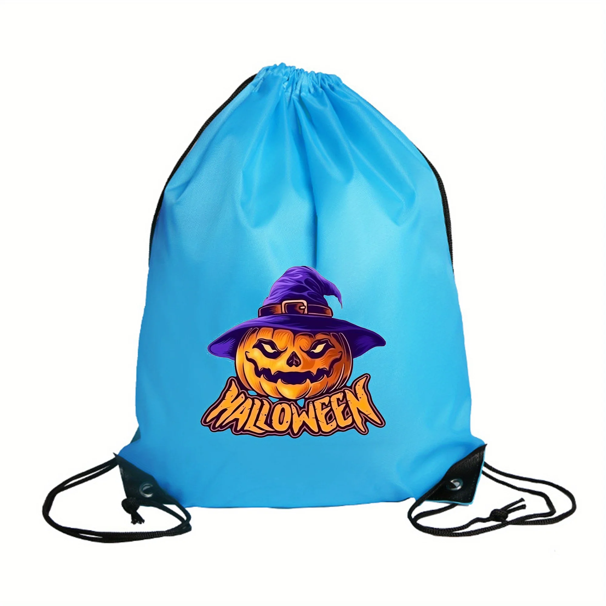 Pumpkin Monster Pattern Double Shoulder Drawstring Backpack Fashion  Bag Portable Storage Bag Halloween Gift Bags Candy