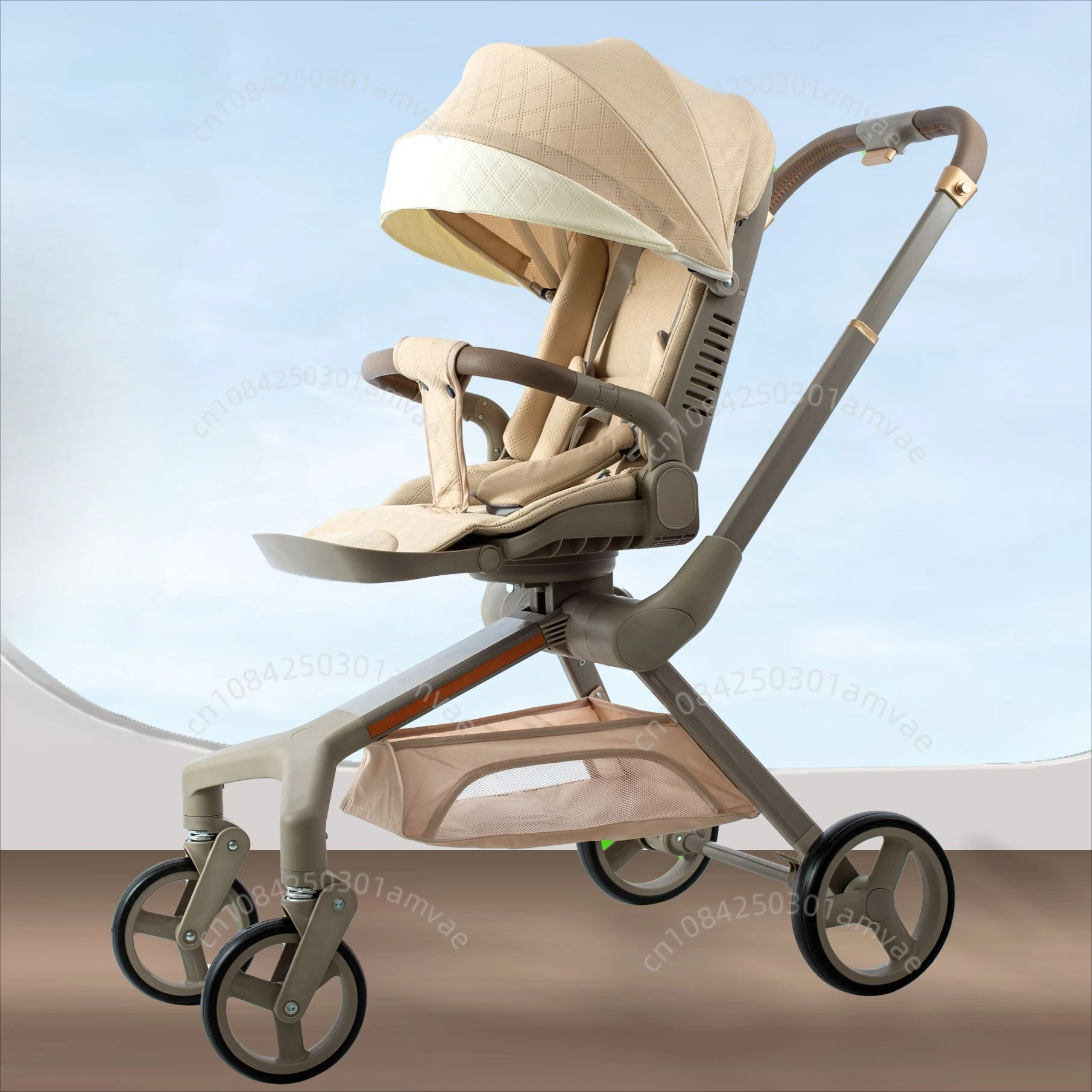 Lightweight High-view Baby Stroller Foldable 360° Rotating Baby Stroller Adjustable Backrest Multifunctional Travel Stroller