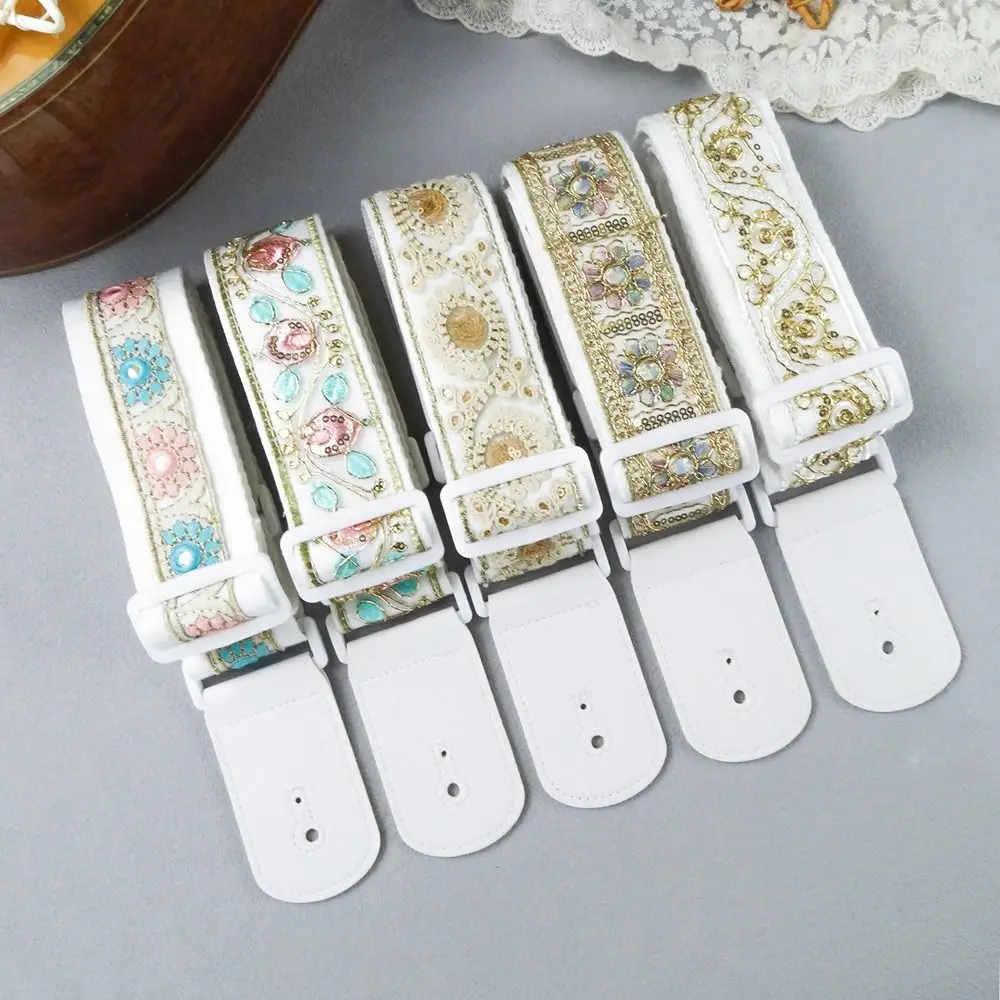 Vintage Guitar Strap Ethnic Style Adjustable Electric Guitar Belts High Quality Embroidered Print Guitar Shoulder Belt