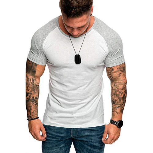 Imagen 2 del producto Nueva camiseta de manga raglán para hombre, camisetas atléticas para hombre, ropa deportiva con bloques de Color, camisetas informales para hombre, estilo informal para hombre