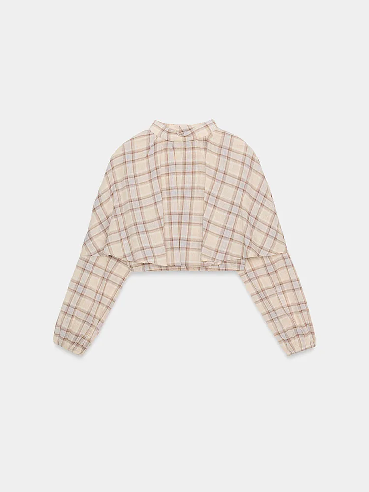 

Spring 2026 Women's Sweet Sexy Long Sve Plaid Layered Decorative ort Top New Arrival Ethnic Stage Costume Ladies irt