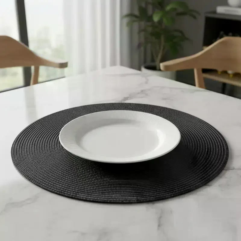 Round Placemats For Dining Table Coaster Heat-Resistant Placemats Stain Resistant Anti-Skid Washable Cotton Woven Tableware Mat