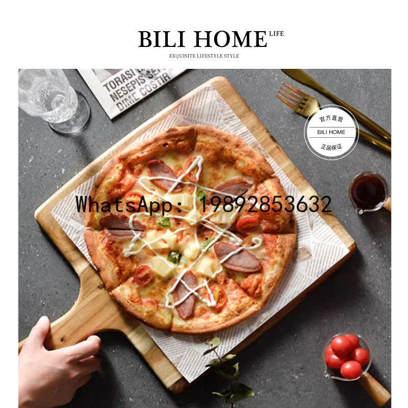 YFY Exquisite Solid Wood Pizza Board Home Steak Western Plate Rectangular Pizza Wooden Tray Round Wooden