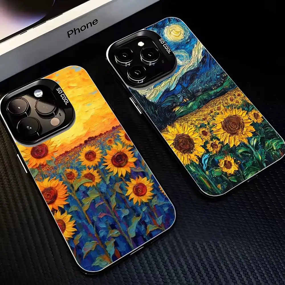 

Sunflower oil painting Phone Case For iPhone17,16,15,14,13,12,11 Plus,Pro Max Black Matte Shockproof Cover