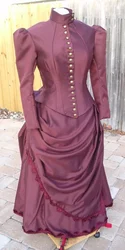 Victorian Edwardian Bustle Dress Medieval Colonial Civil War Gothic Steampunk Ball Gown Halloween Carnival Tea Party Costume