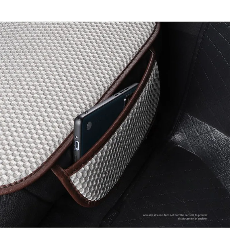 وسادة مقعد سيارة من الحرير الجليدي قابلة للتنفس، غير قابلة للانزلاق ومقاومة للاهتراء، غطاء مقعد سيارة من الحرير الجليدي بلون سادة، مناسب لمعظم السيارات #5