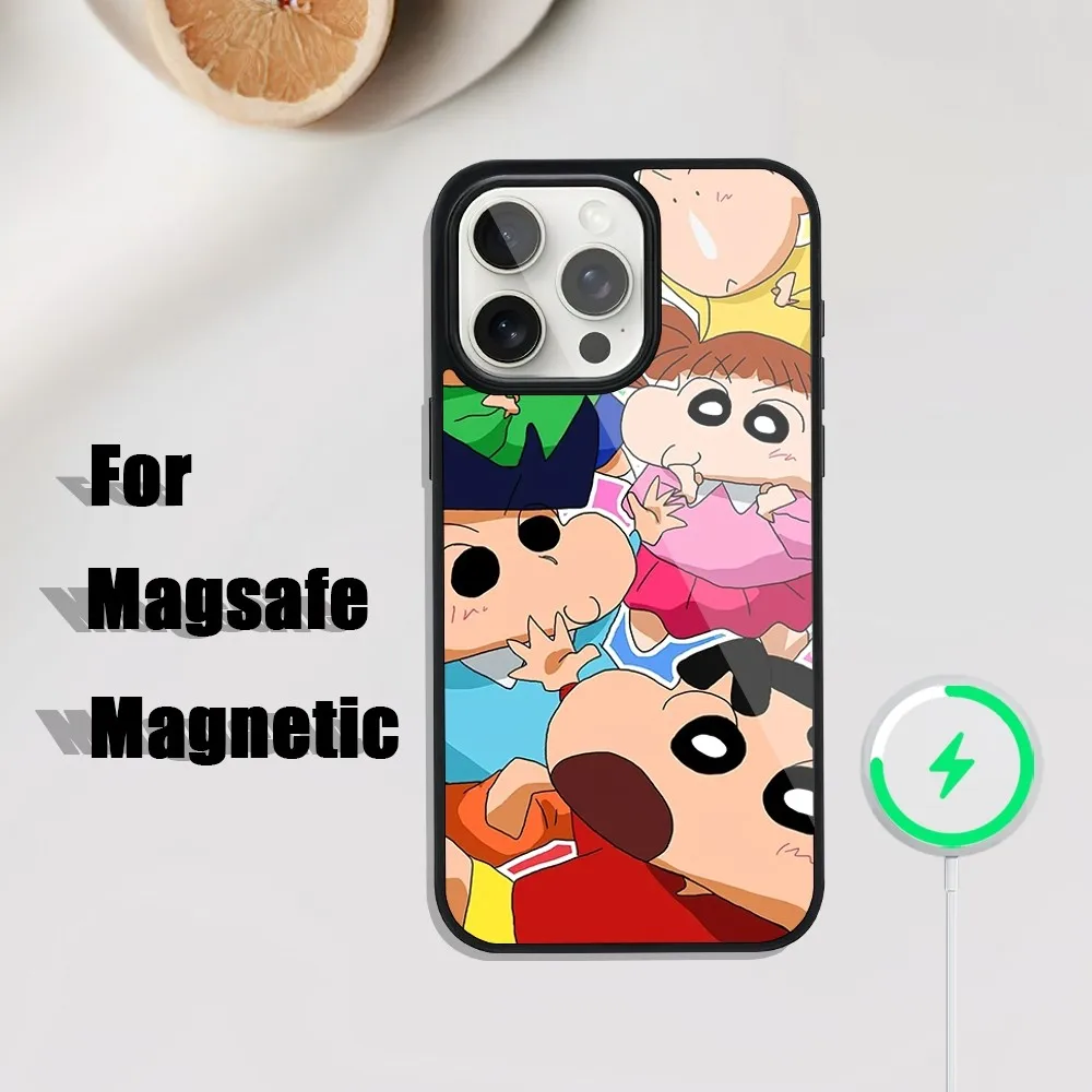 Anime C-Crayon-S-Shin-chan Cute Phone Case For iphone Pro 11 Max 13 12 14 Mini 15 Plus Magsafe Magnetic Wireless Charging Shell