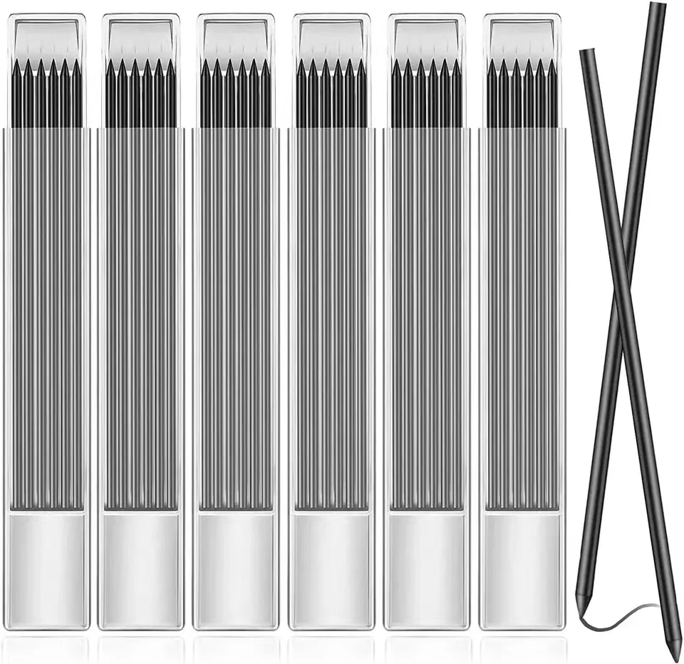 Isi ulang pensil 24 buah, isi ulang pensil 2.8mm untuk pensil tukang kayu, pengganti pensil konstruksi mekanis lubang dalam Solid