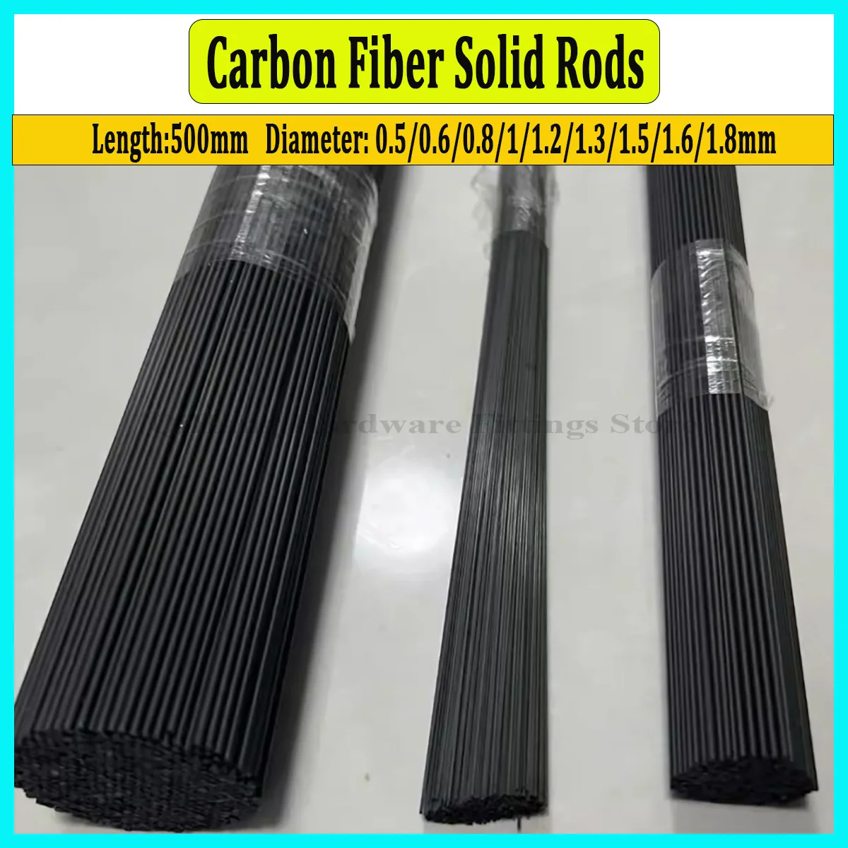 10Pcs Carbon Fiber Solid Rods 0.5-1.8mm Diameter, Reinforcement Rod High Strength Light Weight for DIY Craft & Model Making