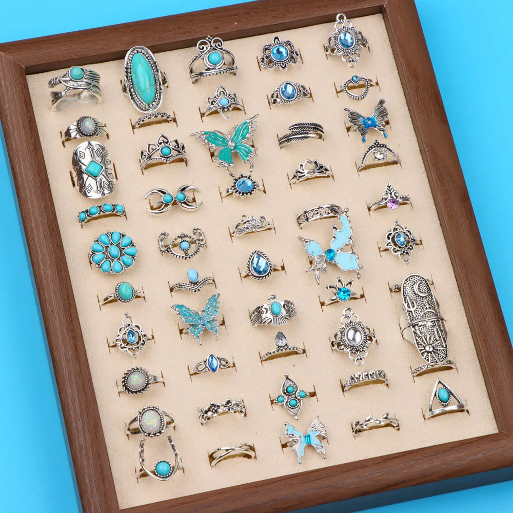 Lote de 10/20/30/50 unidades de anillos de mariposa brillantes con diamantes de imitación, elegantes y lujosos, para mujer, accesorio de joyería diaria, regalos para fiestas