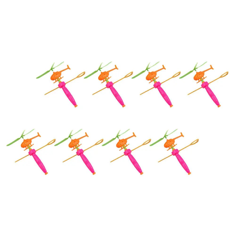 8pcs Pull-String Helicopter Toys for Kids – Durable Plastic Flying Airplanes, Fun Educational Gift & Party Favor