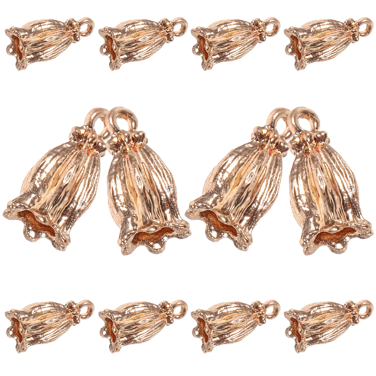 

20 Pcs Bell Flower Accessories Bronze Jewelry Keychain Making Materials Bracelets Pendant Charms Unique Design Necklace Dangle