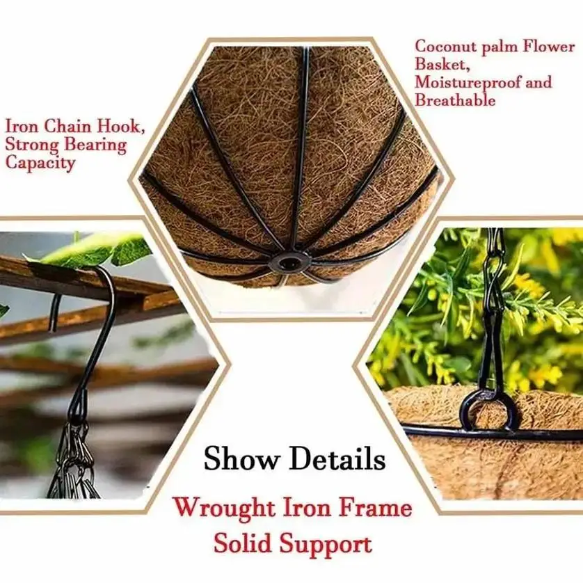 Hanging Basket Chain Flower Pot Basket Replacement Chain 3 Point Garden Plant Hanger Holder Hanging Chain With S-Shape Hooks