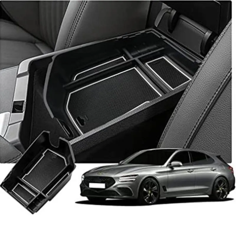 ABS Armrest Insert Secondary Storage Box Center Console Organizer Tray For 2021 2022 Genesis G70 Interior Accessories