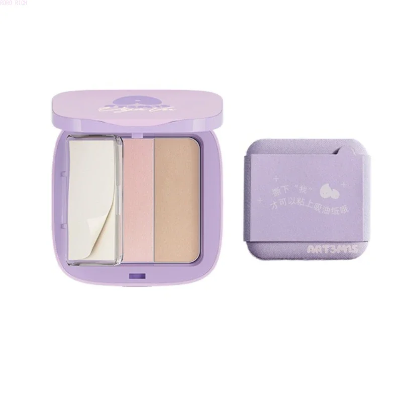 ART3M1S Pressed powder, oil-absorbing paper, powder puff, three-in-one makeup kit, makeup setting, concealer, brightening