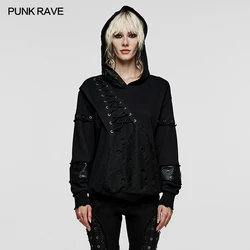 Punk Rave Black Women Casual Rock Loose Simple vampire coffin buckle Hoodie Jacket WT813