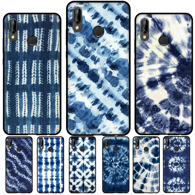 Shibori indigo Tie Dye Soft Phone Case For Huawei P20 P30 P40 Lite Mate 10 20 Pro P Smart 2019 2021 Back Cover