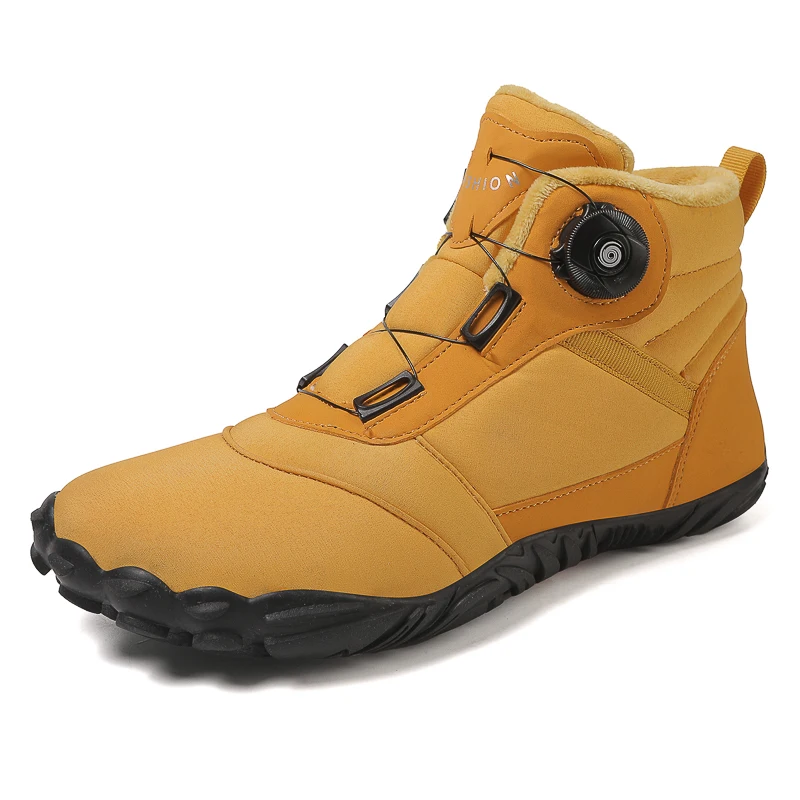 Women's Winter Cotton Shoes Rotating Buckle Men Snow Ankle Boots Outdoor Non-slip Warm Plush Men's Climbing Shoes Waterproof