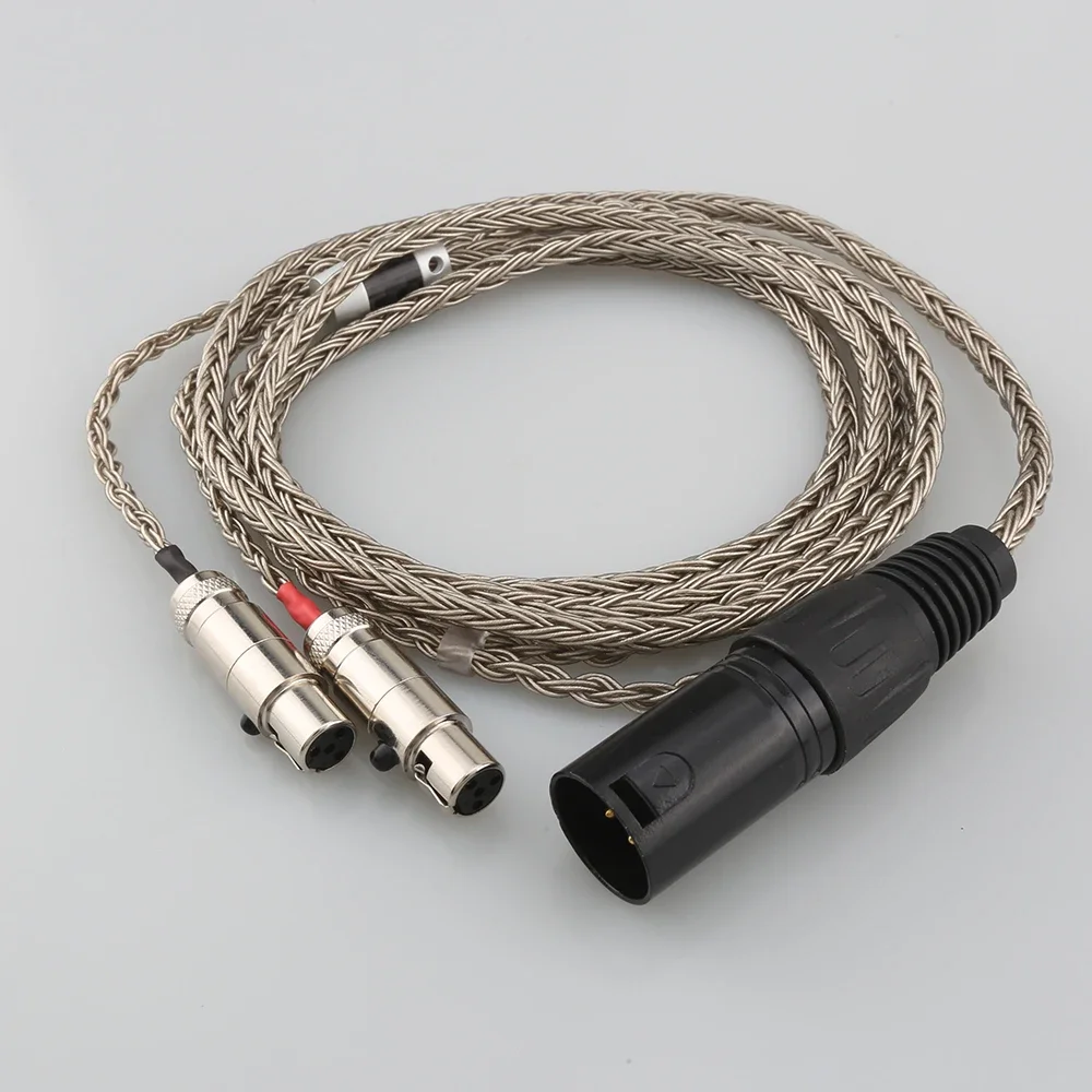 16 núcleo de alta fidelidade 4pin occ 2.5 3.5 4.4mm xlr balanceado fone de ouvido cabo atualização banhado a prata para audeze lcd 3 LCD-2 lcd2 LCD-4