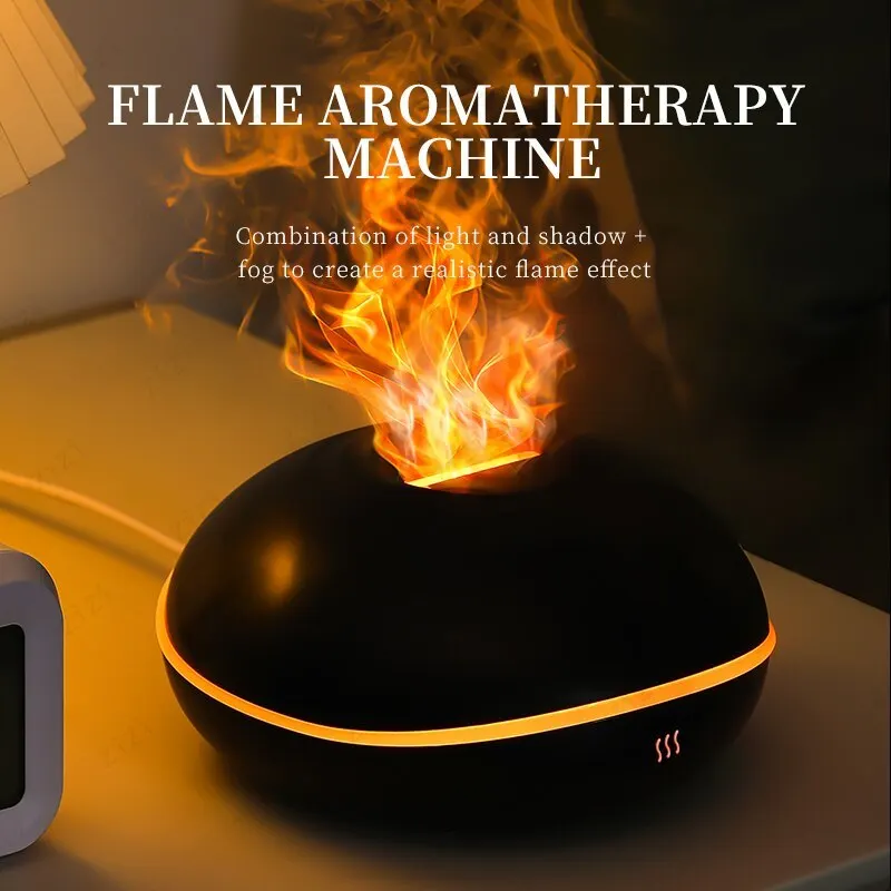 7-color Flame Wood Grain Crack Aromatherapy Machine Mini USB Air Ultrasonic Atomization Humidifier Aromatherapy Machine