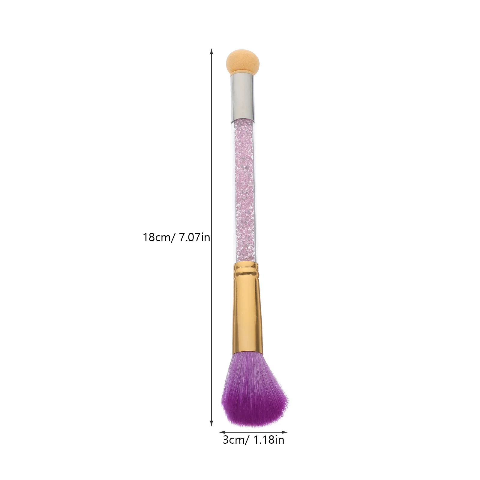 1 Uds. Brocha para decoración de uñas de doble cabezal, eliminador de polvo profesional, herramienta de manicura con diamantes de imitación acrílicos, brocha para maquillaje y colorete en polvo