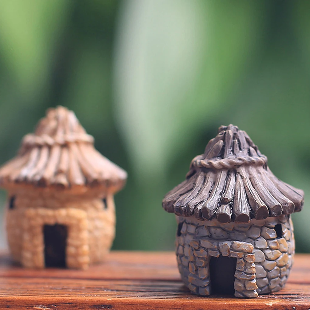 Mini Cottage Model Landscape Miniatures Houses Figurines Adornment Garden Villa Ornament Flowerpot Accessories