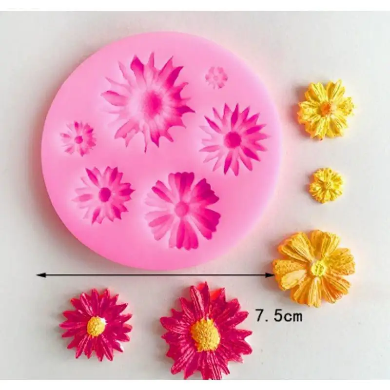 1Pcs 3D Daisy Flower Silicone Mold Fondant Cake Chocolate Ice Cream Pastry Baking Tool Suitable Kids Brithday Handmade Diy Molds